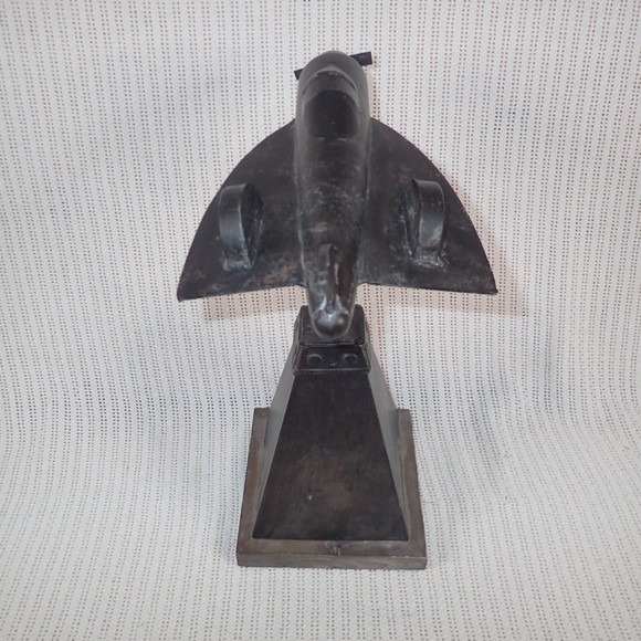 Vintage Folk Art Metal Airplane Model Decorative Sculpture - Picture 4 of 7